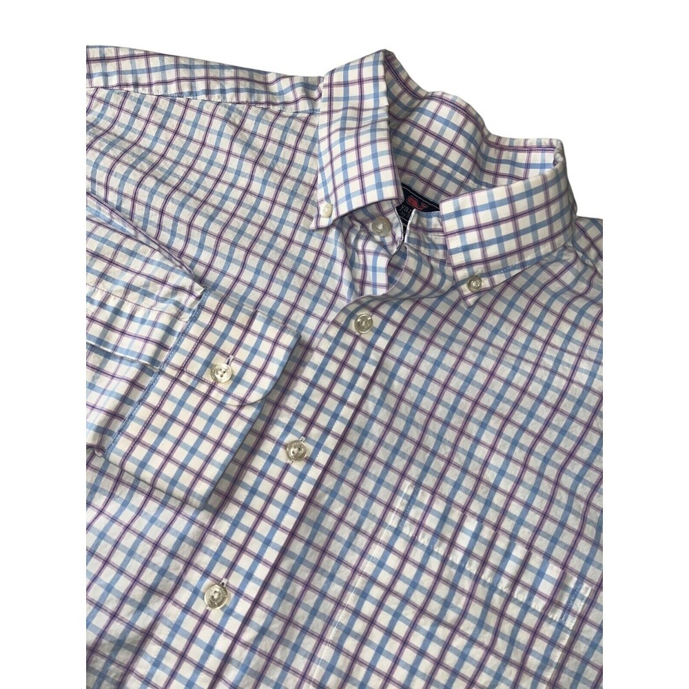 Vineyard Vines Classic Fit Murray Button Up Shirt Mens Large‎ Blue Pink Check